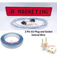2 Pin EU Plug and Socket Extend Wire For Indoor Outdoor Decoration Power Extension Cable 220-240V