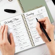 Daily/Weekly Planner Notebook, 7-Day Work Plan, Undated Personal Efficiency Appointment Book, Spiral