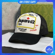 DSQUARED2 Men's and Women's Fashion Button Buckle Baseball Cap, cool Dsquared2 khaki mesh hat D146