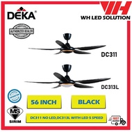 Deka DC2-313L &amp; DC2-311 56" Ceiling Fan With Remote Control (With &amp; Without LED Light) (Black)