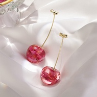 New Design Resin Cute Girl Fresh Cherry Cherry Soft Cherry Dried Rose Flower Earrings Women's Earrin