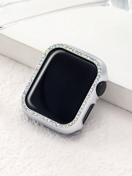 1個閃爍的鑽石裝飾空心保護手錶盒,適用於apple Watch Case 38/40/41/42/44/45mm,兼容apple Watch Se2 / Se / 9/8/7/6/5/4/3/2/1,智能手錶外殼配件,男女皆宜