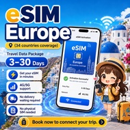 [ESIM] Europe eSIM 7/10 Days Unlimited Data | 5G High Speed | Europe 34 countries coverage eSIM card