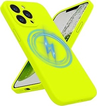 Antlia Magnetic Case for iPhone 13 Pro Max Case, [Compatible with MagSafe] Silicone Upgraded [Camera Protection] Phone Case, Soft Anti-Scratch Microfiber Lining Inside, 6.7 inch, Fluorescent Green
