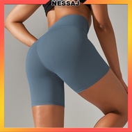 Nessaj Women's Gym Sports Shorts Seamless Solid Yoga Pants Stretch Leggings Slim Fit Hip Lift (XS-XL