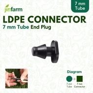 JIRIFARM - Barb Connector 7 mm - End Cap | PE Hose Connector Irrigation Plug Hose End Cover 7mm