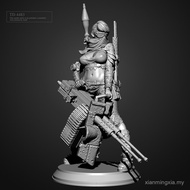 38mm 50mm 75mm ZB3D Apocalypse Dual-tube Machine Gun Girl Resin White Mold TD-4483/3D O4GS