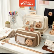 capybara pencil set with kapibara design, stationery kit, pencil box, crayon Shinchan case  set pens