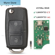 2BTN Flip Remote Car Key Fob For VW Bora Golf Polo Passat Touran Seat Skoda 434MHz ID48 Chip 1J09597