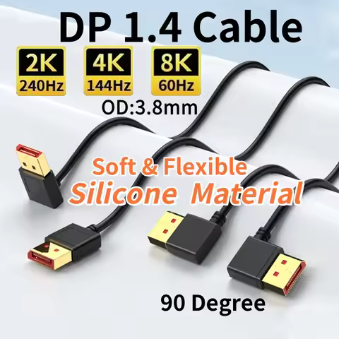 8K DP to DisplayPort 1.4 Cable 32.4Gbps 8K@60Hz 4K@144Hz Flexible Video Cord for Gaming Monitor PC G