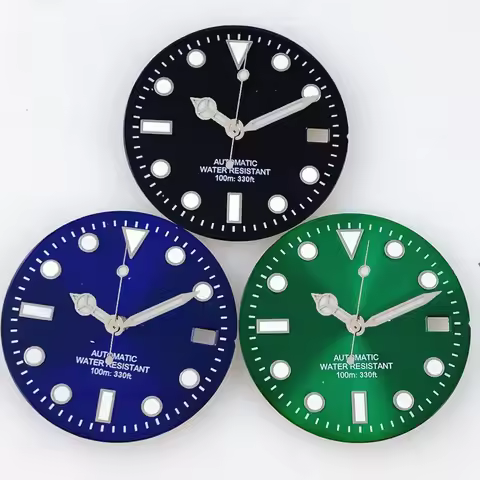 Enamel Luminous 29mm Black Green dial Watch Dial for Nh36 NH35 2824 PT5000 8215