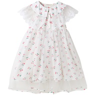 Girls Kawaii Cherry Dress For 13 to 14 Years Old White Summer Dress Korean Fashion  New Year Kids Te
