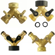 Brass Garden Hose Splitter Y-Type Watering Tap Connector Distributor For Outdoor Tap