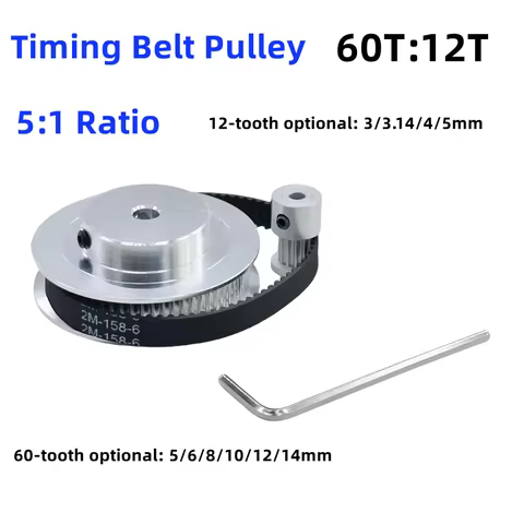 2GT Timing Belt and Pulley Set 12T 60T Synchronou Wheel 2M Toothed Synchronization Belt Width 6/10MM