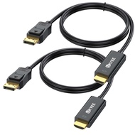 Displayport to HDMI Cable 6FT/1.83M 2-Pack, Display Port (DP) to HDMI Adapter 6FT Male to Male Cord