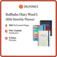 Delfonics Rollbahn Diary Word L 2026 Monthly Planner (Oct 2025 Start) – B6 Spiral Notebook, 165 Grid