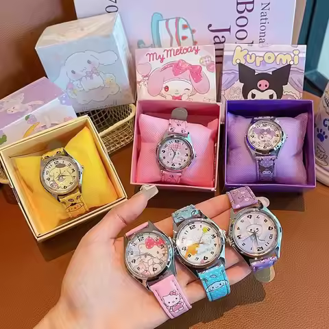 Sanrio Hello Kitty Watch Kuromi Melody Cinnamoroll Pompompurin Quartz Watches Holiday Birthday Point