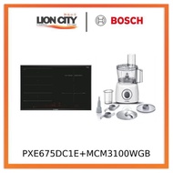 Bosch PXE675DC1E Glass Ceramic Built-in Induction Hob + MCM3100WGB Food processor MultiTalent 3700 W White, White