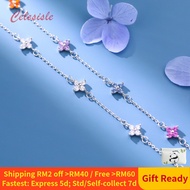 Hypoallergenic S999 Solid Silver Colored Four-Leaf Clover Bracelet Gelang, Minimalist Fresh Fashion 