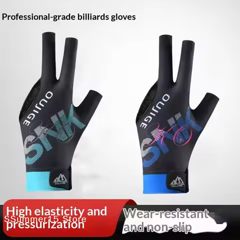 【R】Open Finger Billiard Gloves Breathable Polyester Snooker Pool Glove Anti-Slip Adjustable Billiard