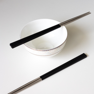 健康愉筷 台灣製 不鏽鋼筷一雙入 黑 (長款24.2cm)