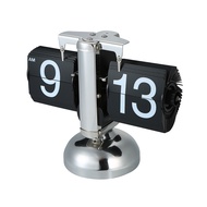 Small Scale Table Clock Retro Flip Over Clock Stainless Steel Flip Internal Gear Operated Quartz Clo