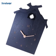 [Loviver] Birdhouse Modern Cuckoo Clock Natural Bird Call Pendulum Wall Clock Model 1