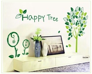 OLLstore 9021 HAPPY TREE Removable PVC Wall Sticker Home Decor