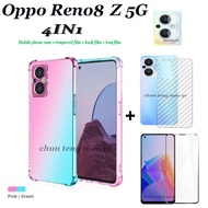 4in1 For OPPO Reno8 Z 5G Reno7 Z Reno6 Z 5G Gradient Shockproof Phone Case + Fully Tempered Glass + Lens Film + Back Film