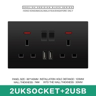 LEJIA modern lighting wall black dimmer switch paint panel 13A universal socket 3 pin plug power poi