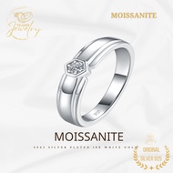 YS ADAM S925 silver plated 18k white gold moissanite Male ring CINCIN LELAKI