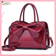 H0038 Handbag Shoulder Bag The Movie Crocodile Pattern Big Bow PU Leather With Strap