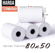 Kertas kasir thermal edc 80x50mm paket 10 pcs untuk printer bluetooth ukuran 80mm