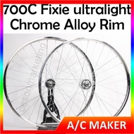 700C Chrome Alloy Rim Ultralight Set Racing Fixie Bike Basikal Front Rear Lidi road Gelung hub Bicycle Alloy wheelset