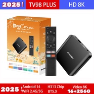 รุ่นใหม่ TV98 PLUS ATV 8K Android 14 Wifi 5G 16+256G การควบคุมระยะไกลด้วยเสียง Bluetooth Smart TV bo