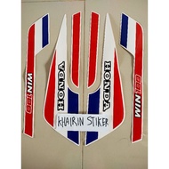 MERAH Honda win 1991 91 red blue striping sticker