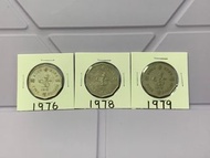 （十角形伍圓一套）香港硬幣英女王伊利沙伯 1976，1978 & 1979 年五元 Government of Hong Kong Queen Elizabeth ll 1976，1978 & 197