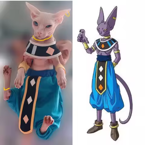 Handmade Sphinx Cosplay Costumes Hairless Cat Clothes God of Destruction Crotch-Proof Trousers Drops
