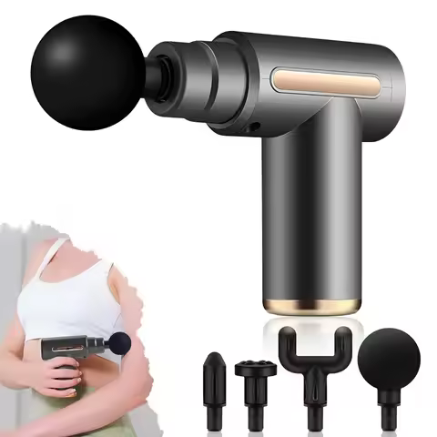 Portable Fascial Gun Electric Muscle Massage Gun Sports Fitness Relaxation LED Touch Screen 4 Massag
