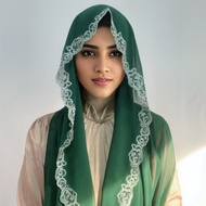 Tudung Shawl Sulam Klasik Heavy Chiffon Shawl Plain Embroidered Hijab High Quality Ladies Scarf