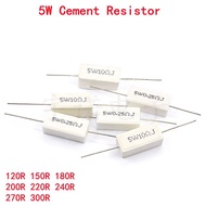 【♚】10pcs 5W 5% Cement Resistor Power Resistance 120R 150R 180R 200R 220R 240R 270R 300R 120 150 180