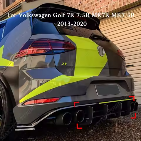 For Volkswagen Golf 7R 7.5R MK7R MK7.5R 2013-2020 Rear Bumper Diffuser Splitters Spoilers Lip Black 