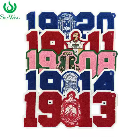 All Group Sorority and Fraternity Founder's Year Number Chenille Iron on Patch, 1913 Sorority Number