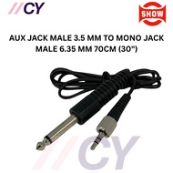 AUX JACK MALE 3.5 MM TO MONO JACK MALE 6.35 MM 70CM (30")