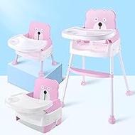 Baby Chair, High Chair, Low Chair, Foldable, Compact, Multifunctional, Easy to Clean, Play, Kids, 6 Months to 5 Years Old, Adjustable, Baby Food, Dining Chair, Present, Baby Shower, Pink 22.8 x 23.2 x 34.6 inches (58 x 59 x 88 cm)