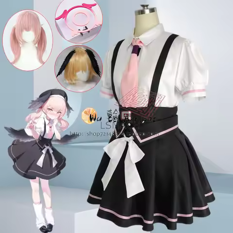 Blue Archive Shimoe Koharu Cosplay Costume Wig JK Skirts Suit Black Wings Headwear Halo Halloween Pa