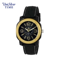 UniSilver TIME Mens Black / Gold Analog Rubber Watch KW1884-1011