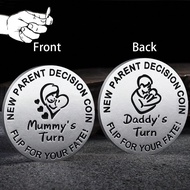 1pc Random Pattern Baby Shower Gift For Parents, Mommy & Daddy Decision Maker Coin, Stainless Steel 