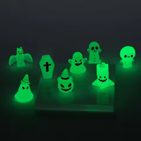 1 Set of 8Pcs Pumpkin Ghost Vampire Luminous Resin Ornaments for Prank Halloween Ghost Festival Tric