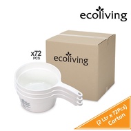 ECO LIVING CARTON DEAL 72Pcs/Ctn 2Ltrs Bathroom White/Transparent Water Pail Tub,Ladle Dipper,Gayung